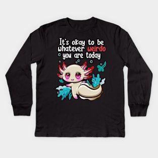 Cute Axolotl Weirdo Funny Different Kids Long Sleeve T-Shirt